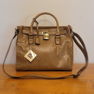 Tan Faux Ostrich Handbag - New with Tags